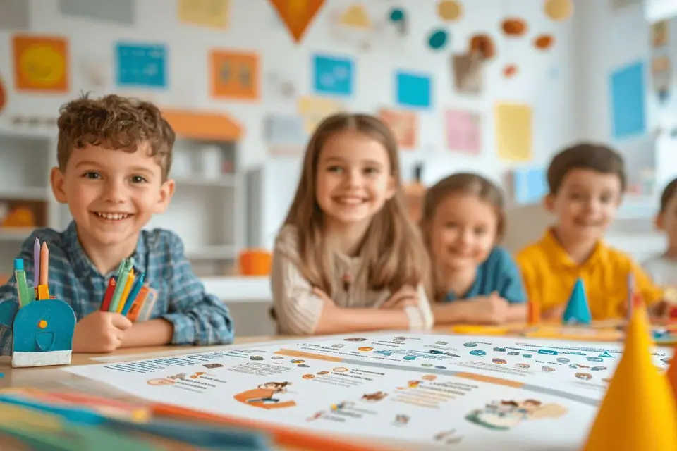 Parent relisant une attestation d’assurance scolaire avec cartable et fournitures posés sur une table