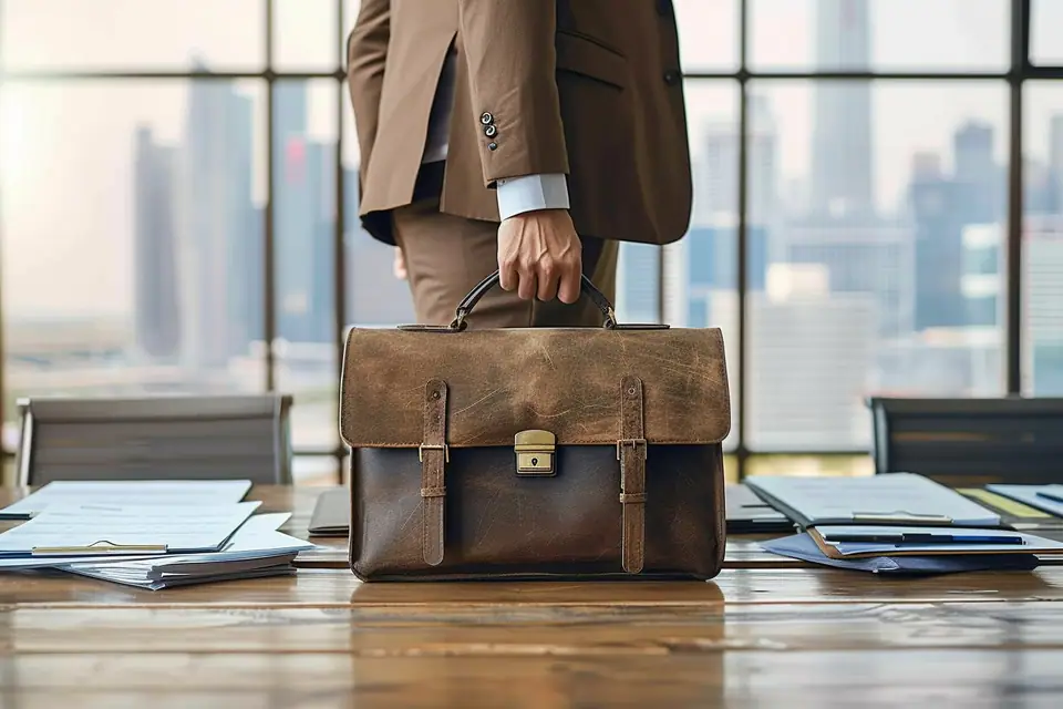 Consultante travaillant sur son ordinateur avec un contrat et une calculatrice sur un bureau
