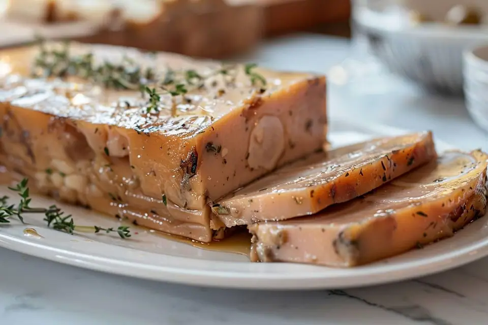 Lobe de foie gras emballé dans un sac de congélation posé près d’un congélateur ouvert