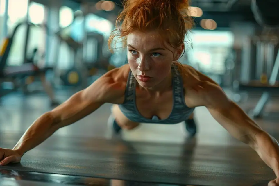 Personne réalisant un exercice de gainage latéral sur un tapis dans un salon