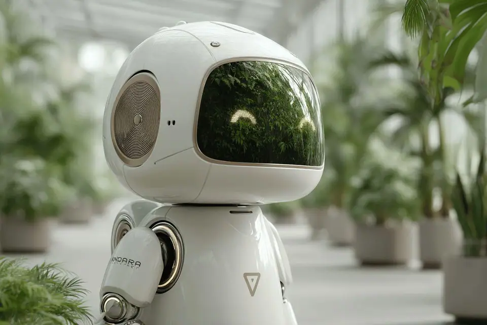 Collaboratrice consultant un chatbot sur ordinateur dans un espace de travail sobre et lumineux