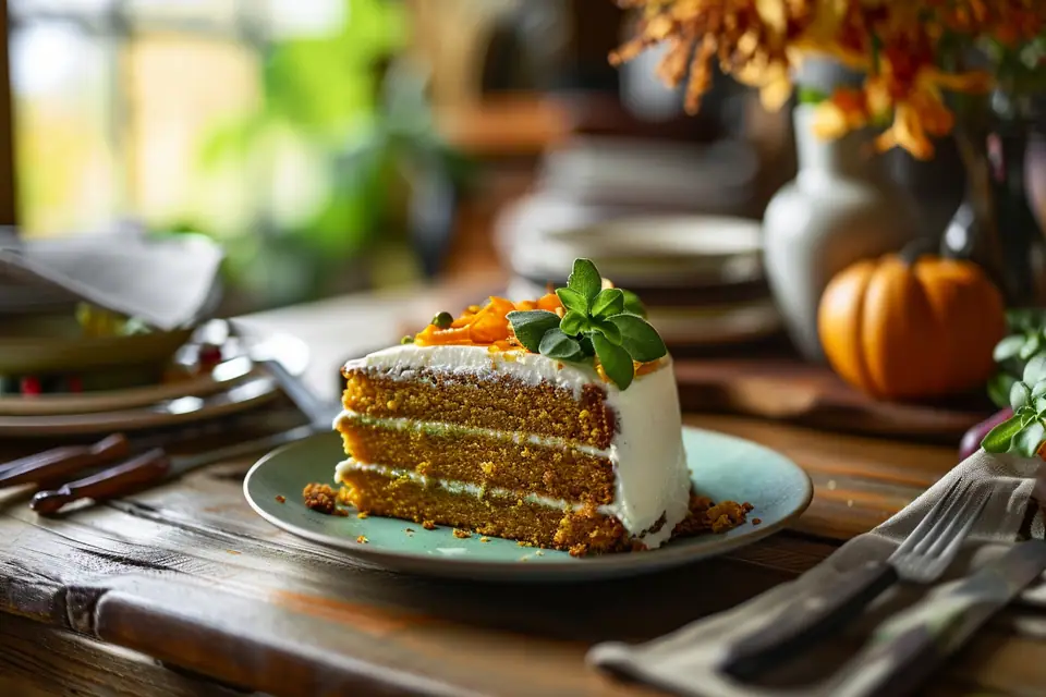 Part de gâteau au chocolat végétalien sur une assiette, avec fruits rouges et cacao