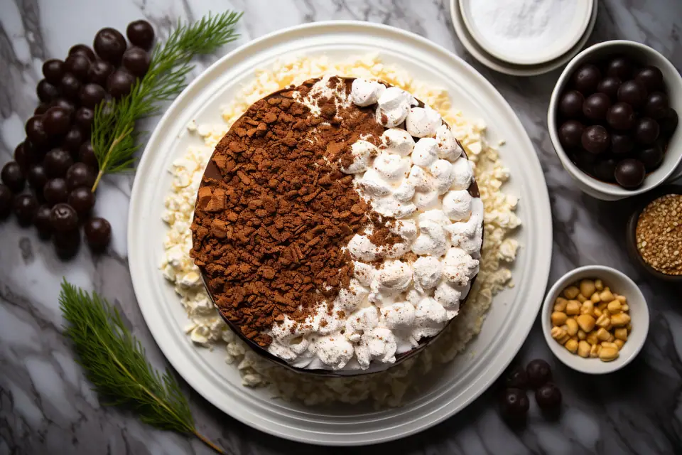 Gâteau au chocolat découpé sur une assiette, à la mie sombre et moelleuse
