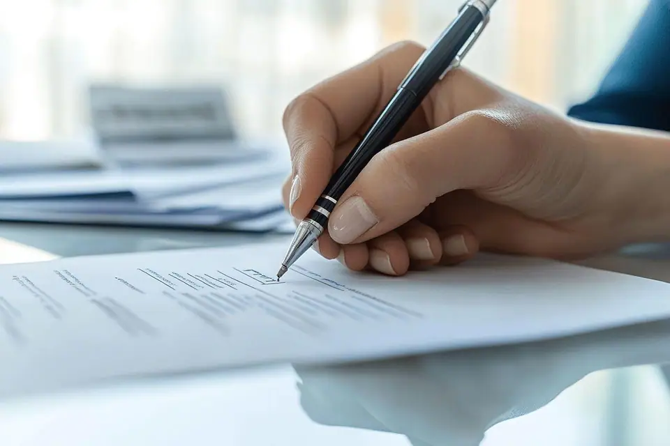 Emprunteur relisant une lettre de résiliation d’assurance devant des documents de prêt immobilier