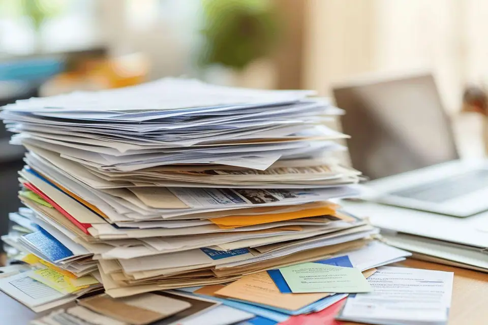 Lettre de résiliation, avis d’échéance et enveloppe recommandée posés sur un bureau