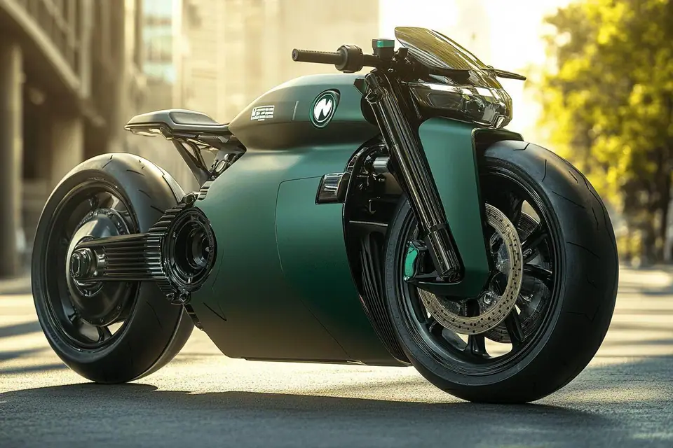 Motard casqué branchant une moto électrique à une borne de recharge urbaine