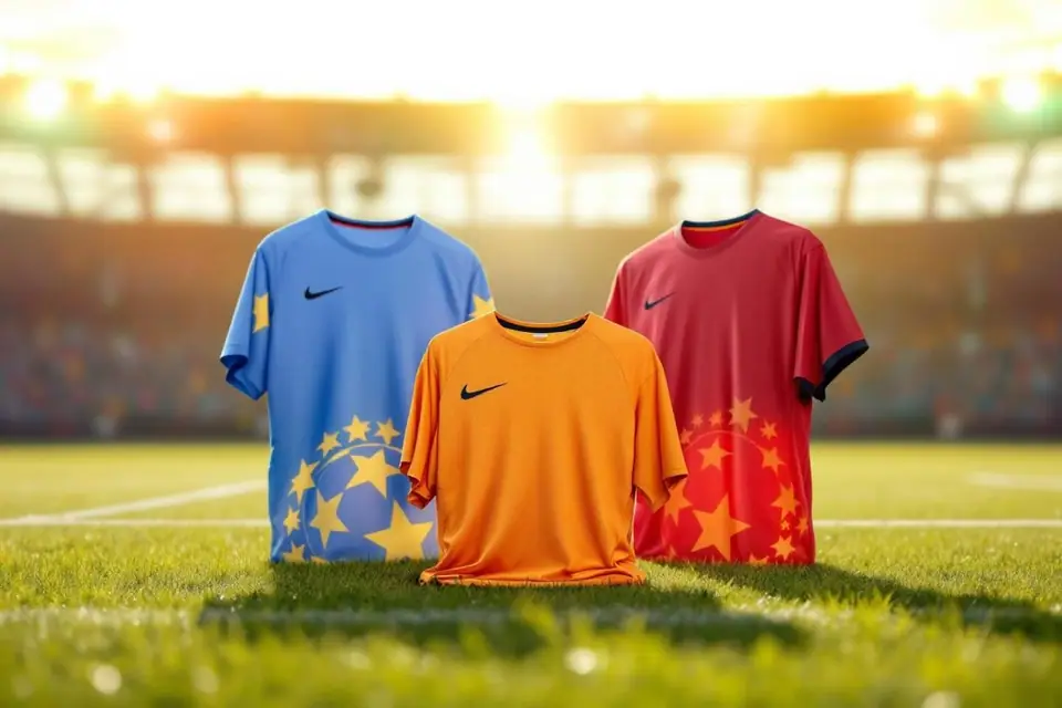 Équipe de football amateur portant des maillots assortis avant le début d’un tournoi