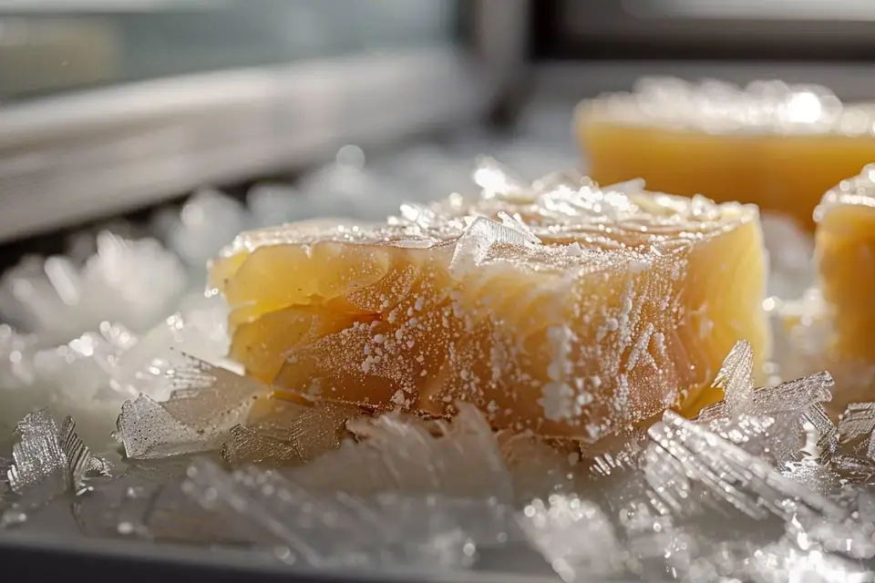 Morceaux de morue salée emballés séparément dans des sachets hermétiques destinés au congélateur