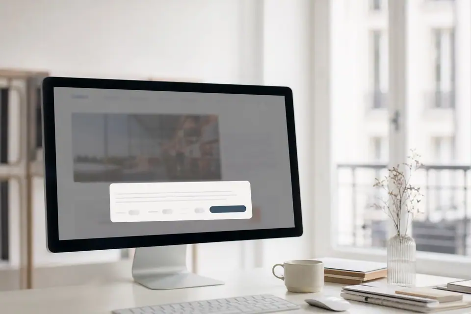 Écran d’ordinateur affichant une bannière de consentement aux cookies sur un site web