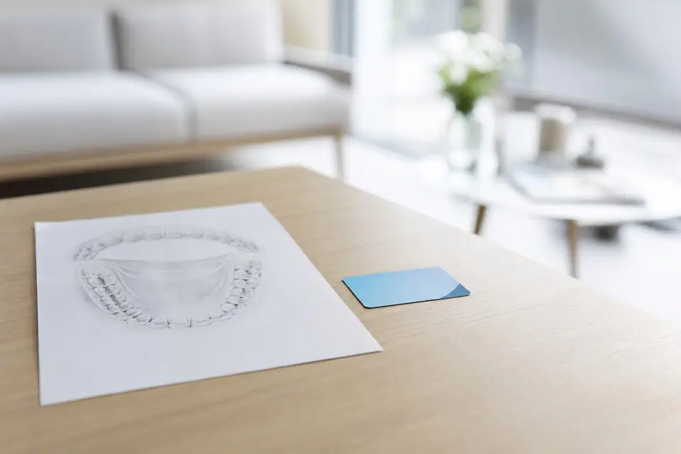 Devis dentaire et carte de mutuelle posés côte à côte sur une table