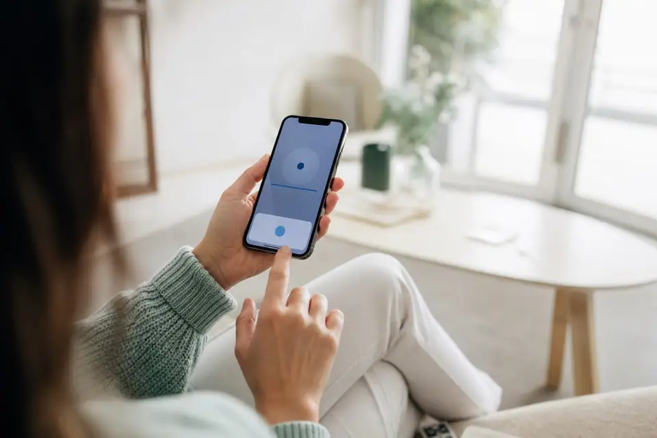 Personne consultant une application bancaire sur smartphone, écran affichant un virement en cours