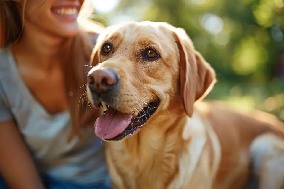 Chien adulte examiné par une vétérinaire dans une salle de consultation lumineuse