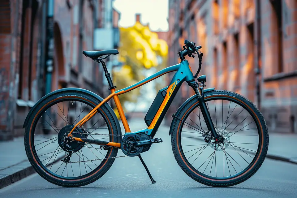 Cycliste allumant l’écran de commande d’un vélo électrique avant son départ