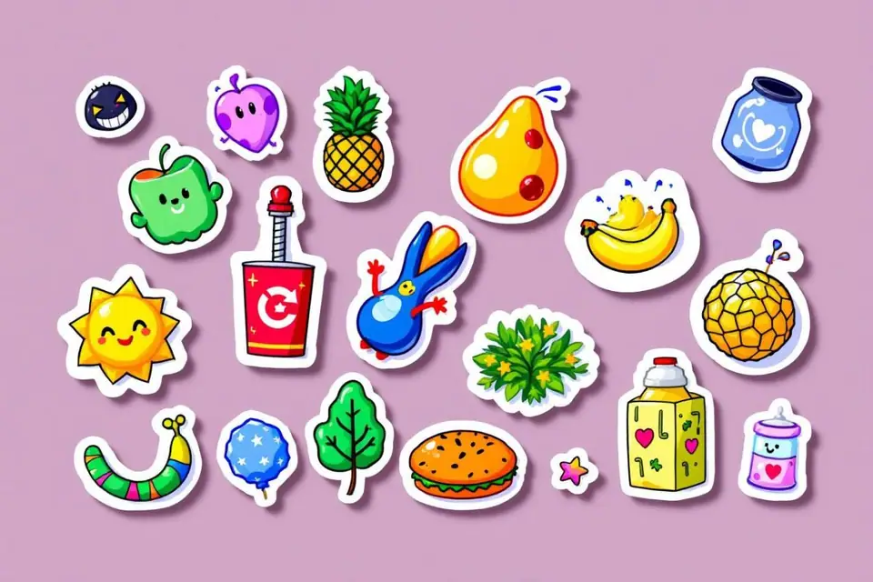 Planche de stickers personnalisés découpés, posée près d’échantillons de papier et de vinyle